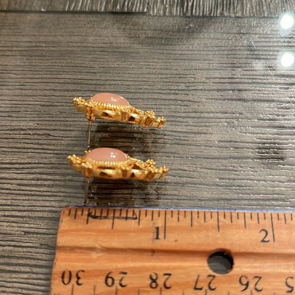 Vintage Avon Genuine Rose Quartz Earrings - Picture 10 of 15